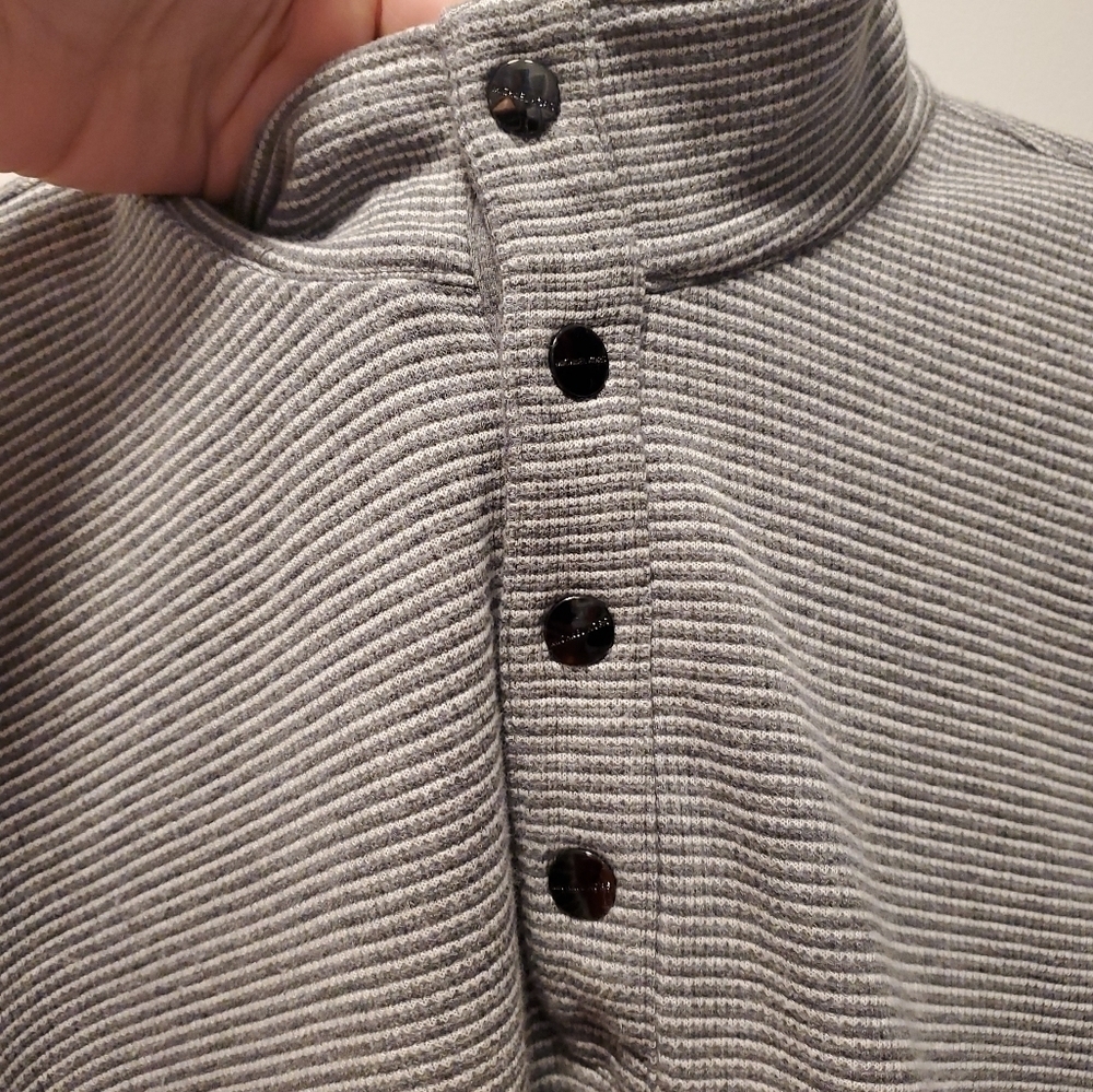 Michael Kors Gray Stripe Men's Snap Button‎ Pullover Sweater Large - Picture 2 of 12